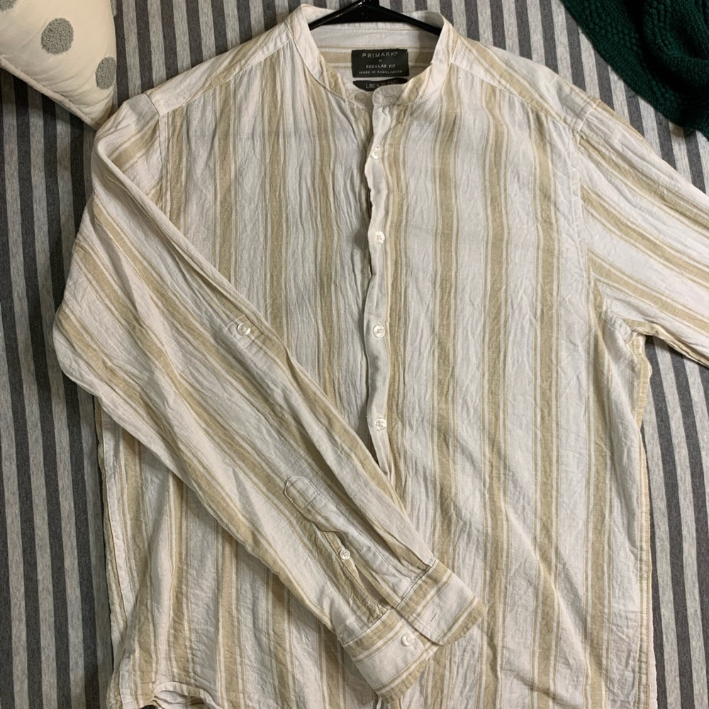 Long Sleeve Button Down Shirt with Mock Collar